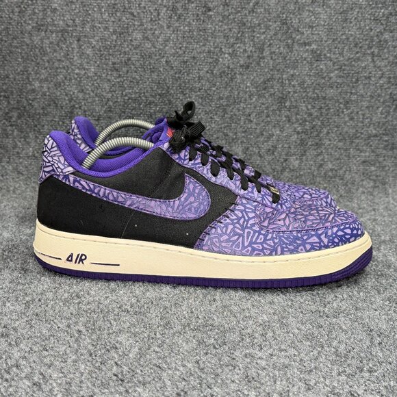 Nike Air Force 1 Low Shoes Men's Size 13 Crackled Purple Black Athletic Retro